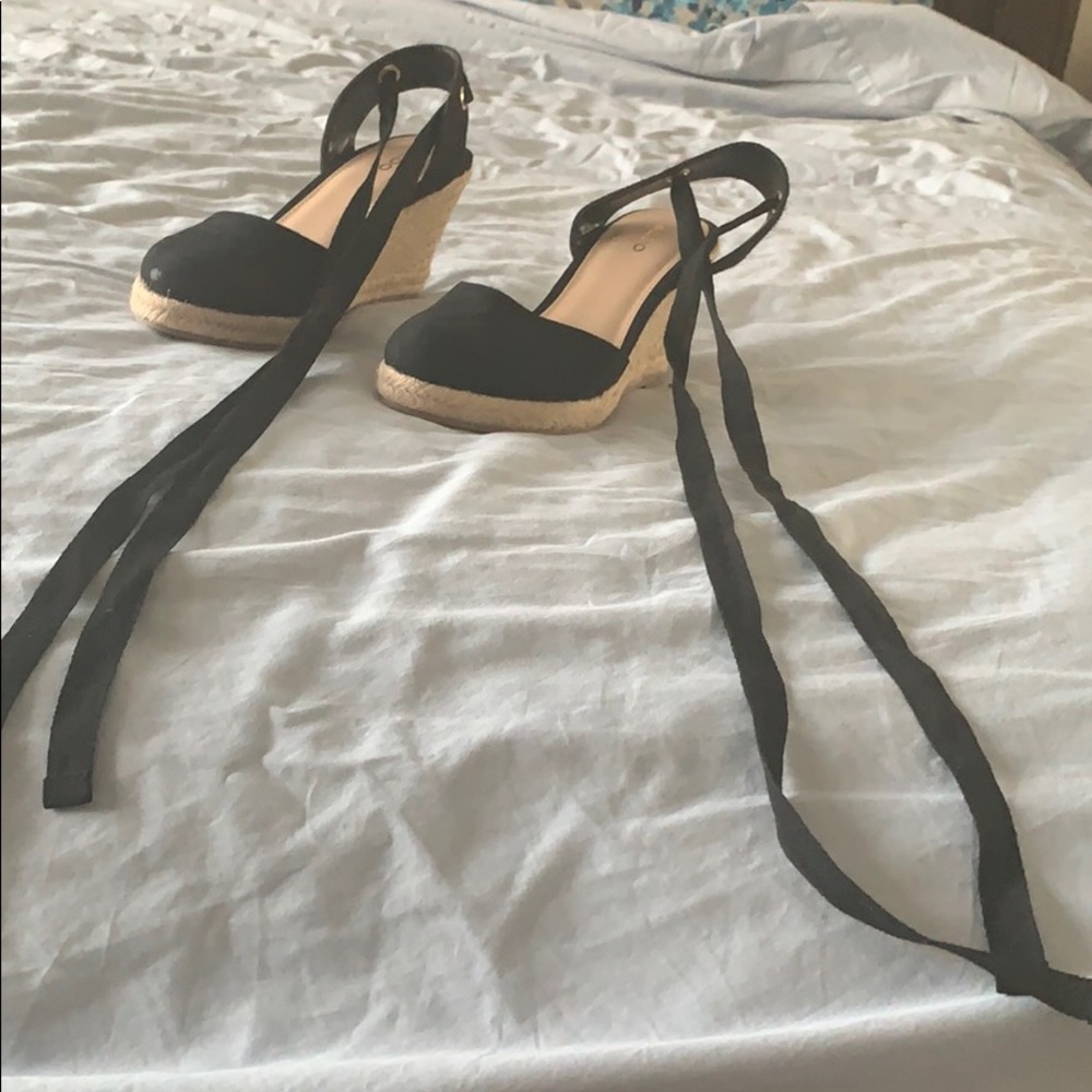 Black tie up wedges from aldo